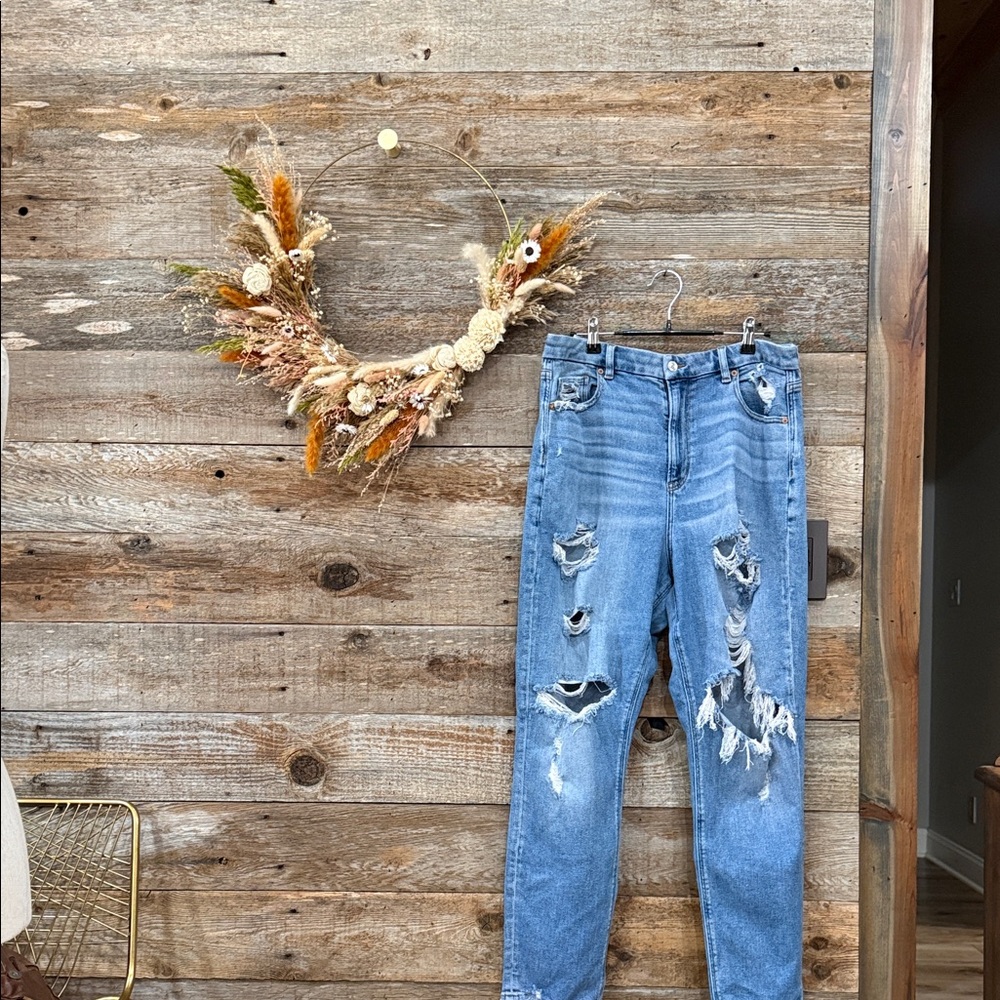 American Eagle Outfitters Ripped Blue Boyfriend Jeans